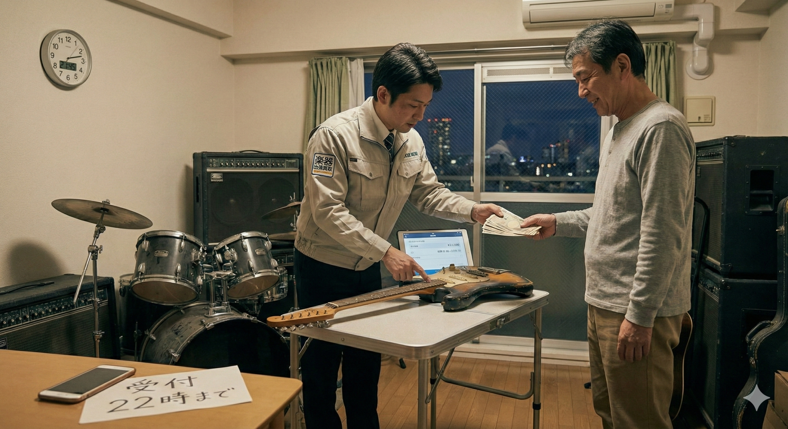 楽器査定の様子